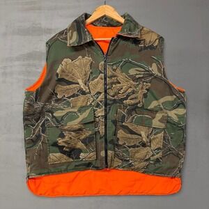 North West Territory Hunting Vest‎ Camo Puffer Orange Reversible Zip Up XL